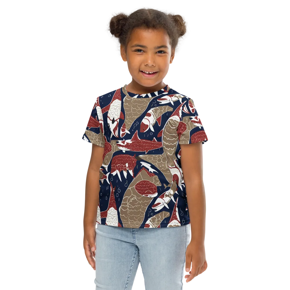 Crimson Koi on Kids Crew Neck T-Shirt — Front