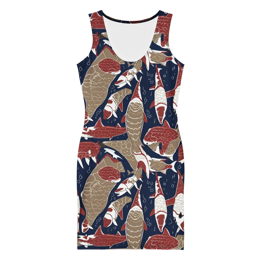 Crimson Koi on Bodycon Dress — Front