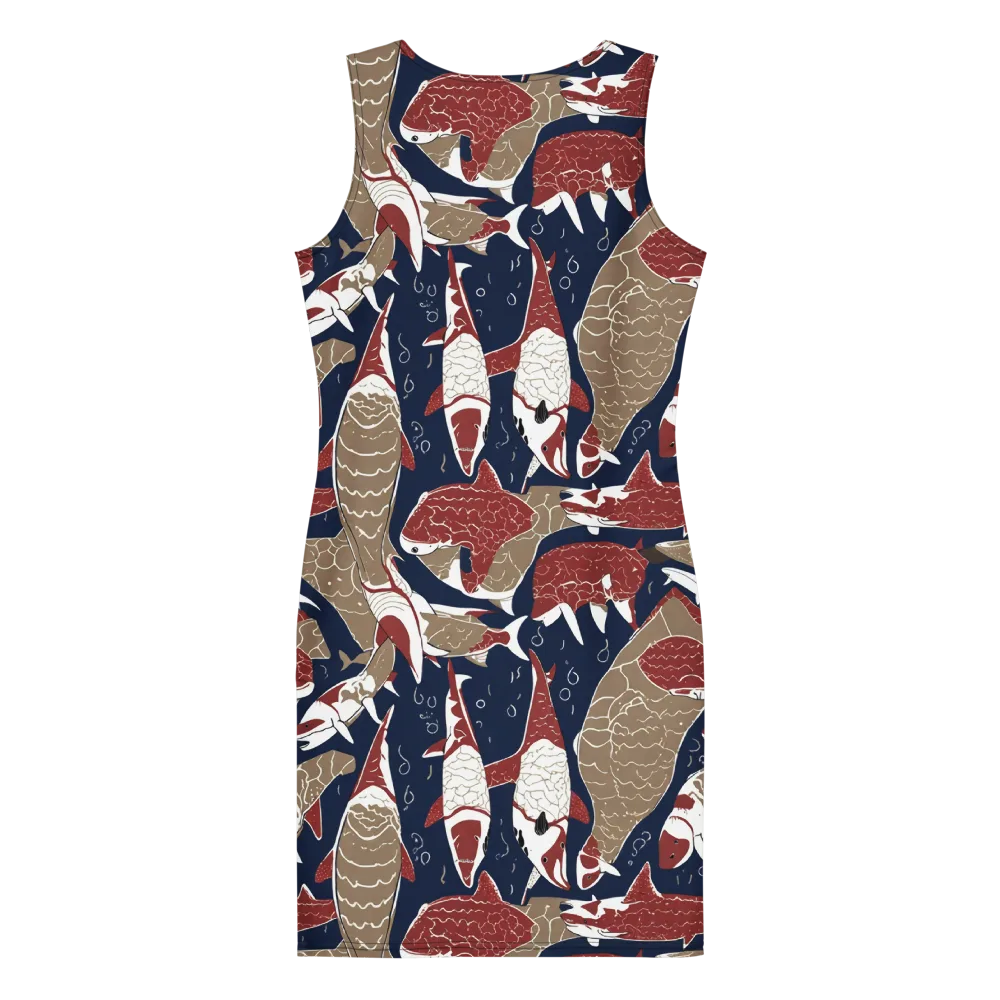Crimson Koi on Bodycon Dress — Back