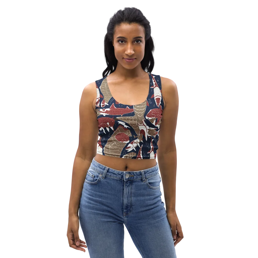 Crimson Koi on Crop Top — Front