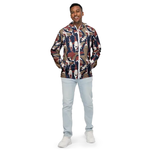 Crimson Koi on a Men's Windbreaker