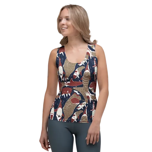 Crimson Koi on a Women's Tank Top