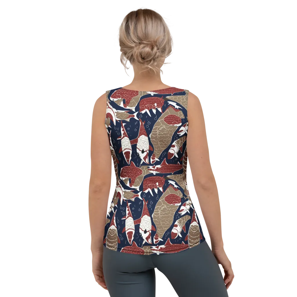 Crimson Koi on Women's Tank Top — Back