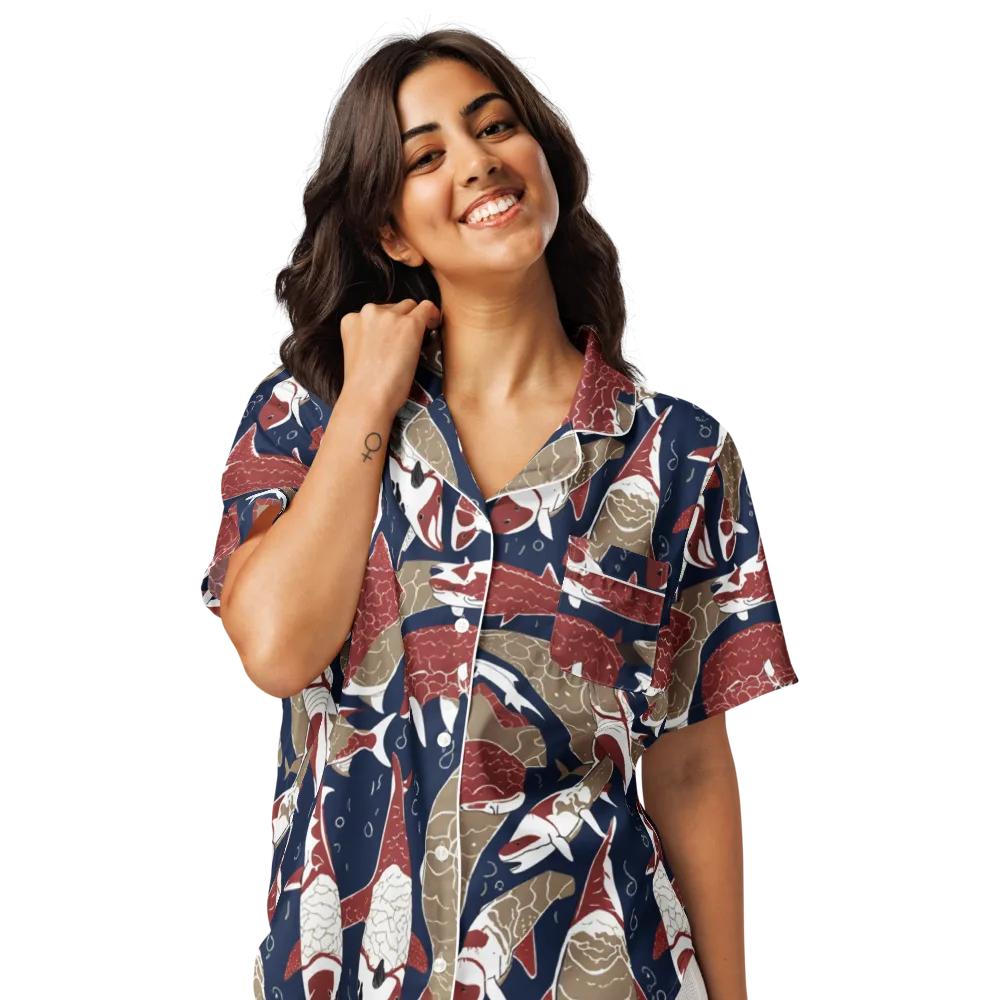 Crimson Koi on Women's Short Sleeve Pajama Top — Front