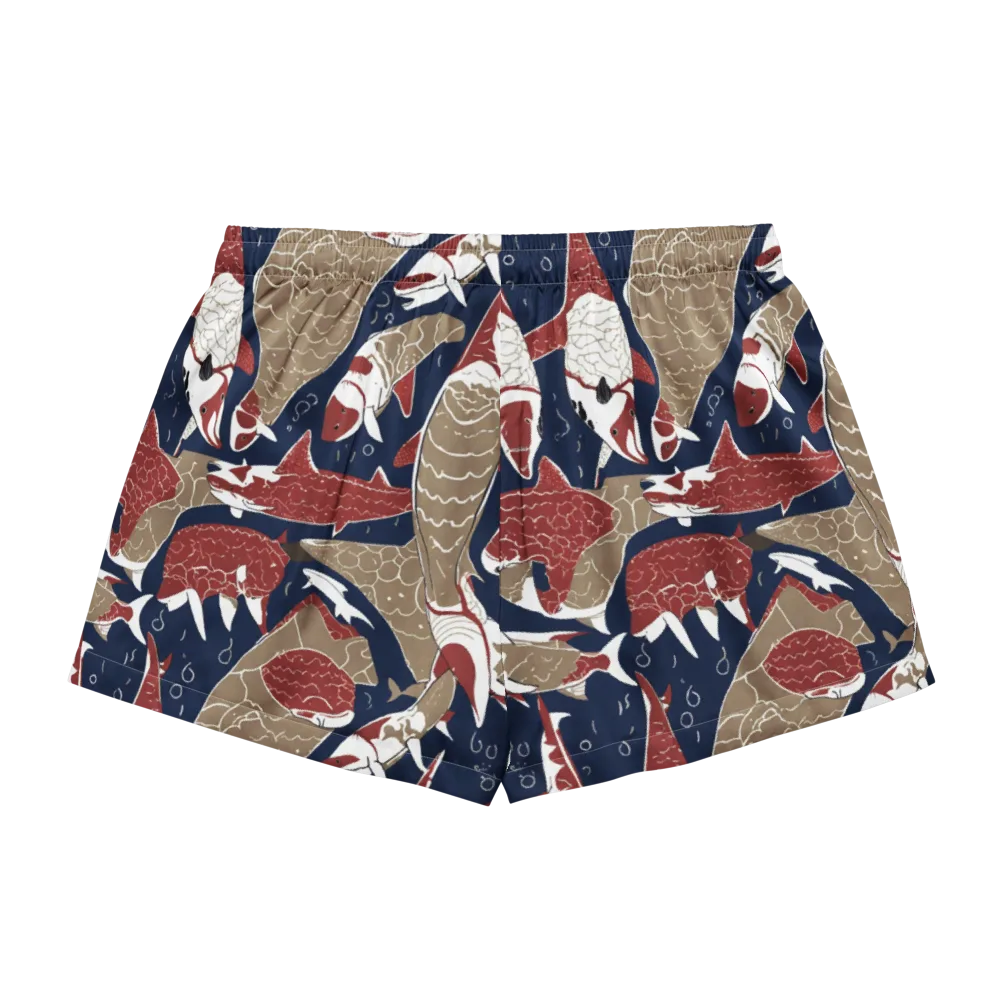 Crimson Koi on Women's Pajama Shorts — Back