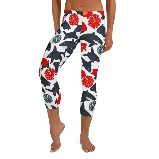 Coral Nightfall on a Capri Leggings