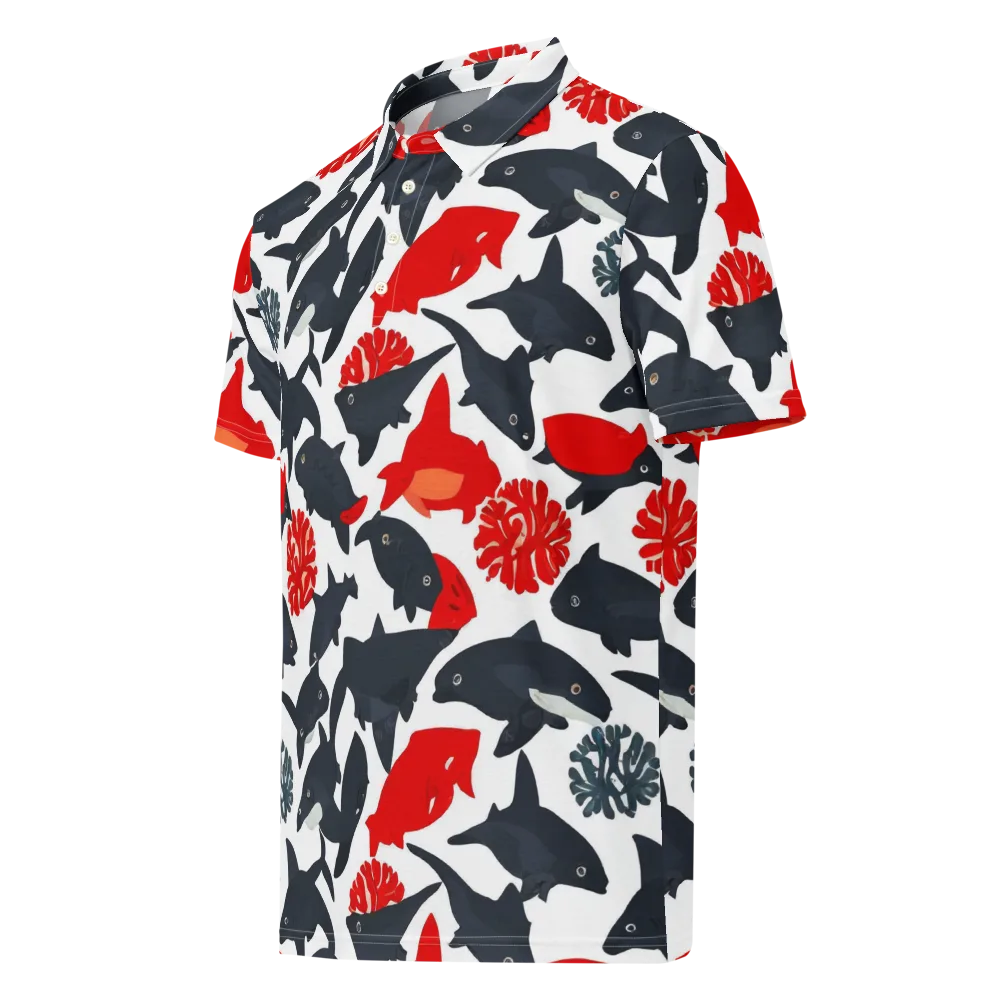 Coral Nightfall on Men's Slim Fit Polo Shirt — Left Front