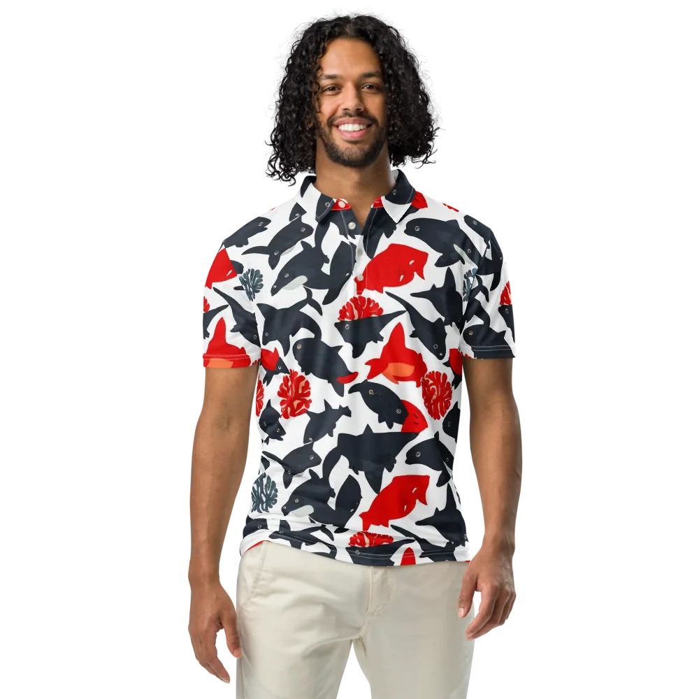 Coral Nightfall on Men's Slim Fit Polo Shirt — Front