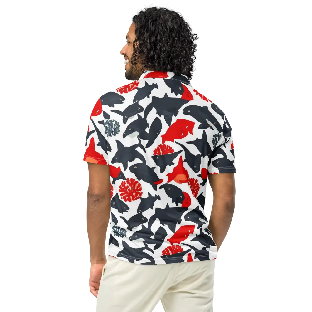 Coral Nightfall on Men's Slim Fit Polo Shirt — Back