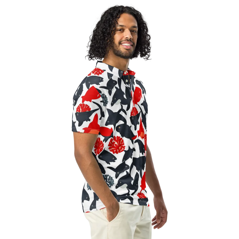 Coral Nightfall on Men's Slim Fit Polo Shirt — Right Front