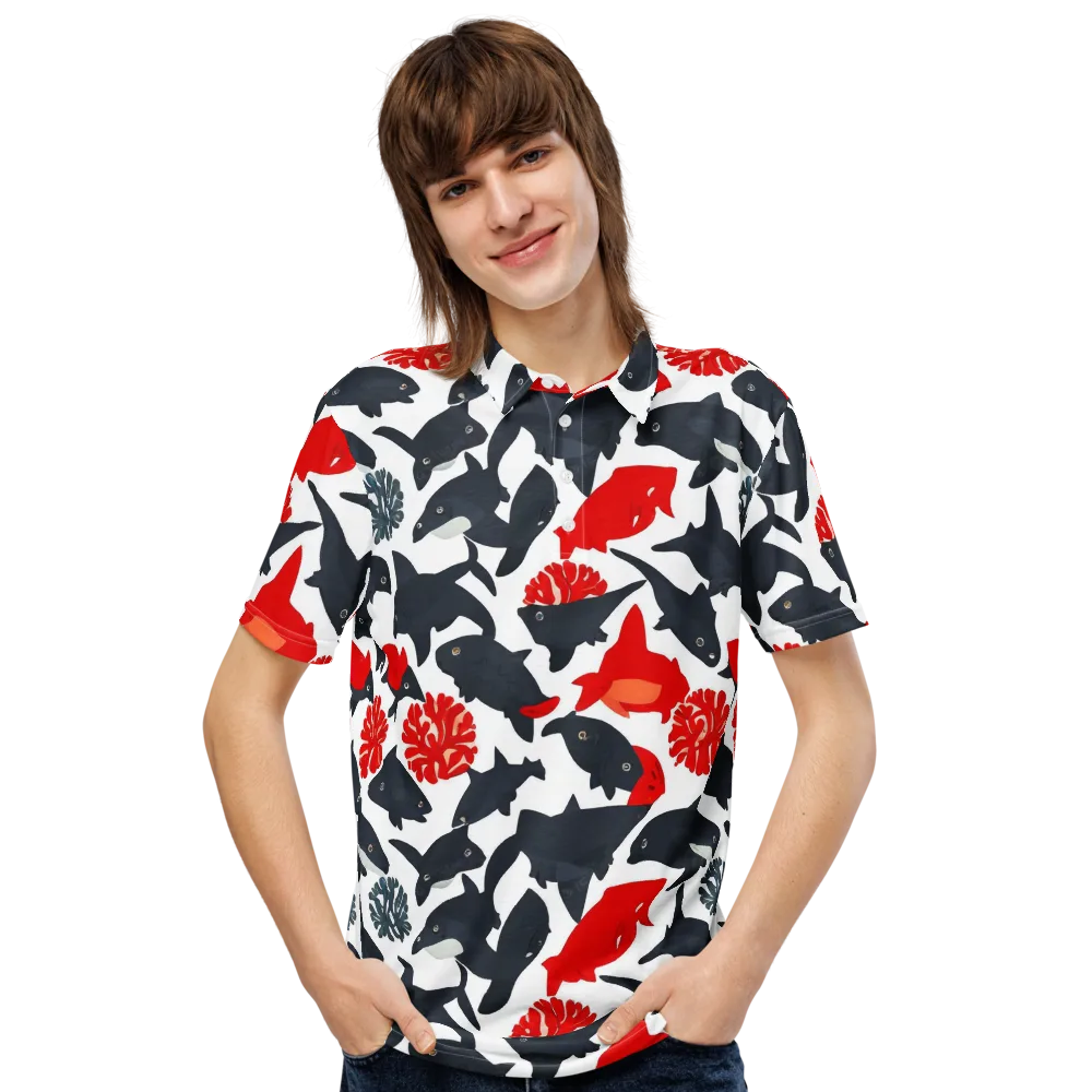 Coral Nightfall on Men's Slim Fit Polo Shirt — Front