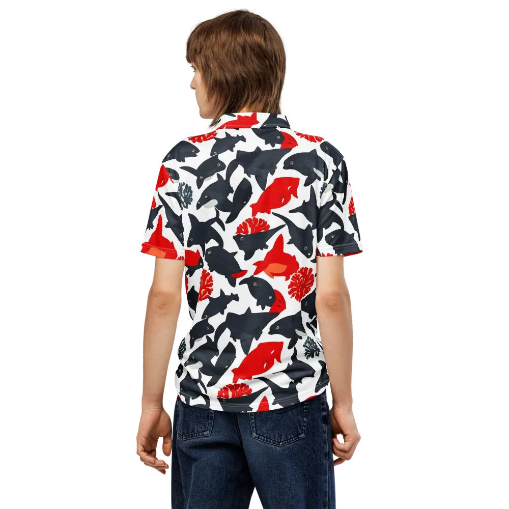 Coral Nightfall on Men's Slim Fit Polo Shirt — Back