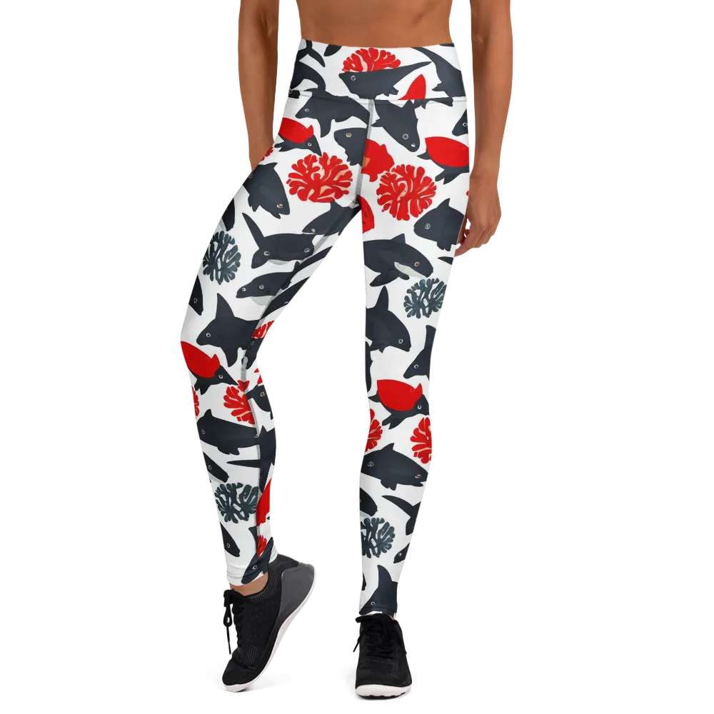 Coral Nightfall on Yoga Leggings — Front