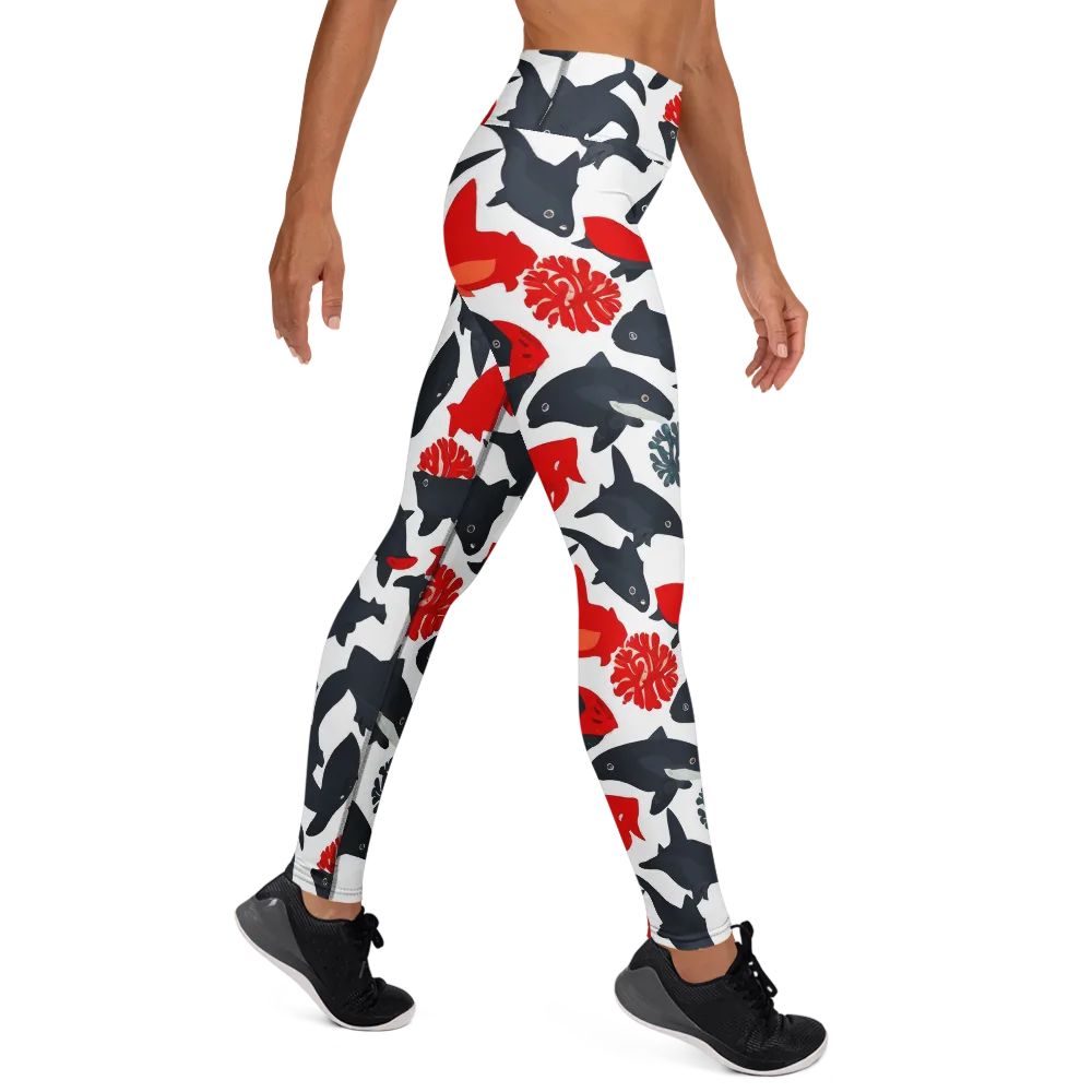 Coral Nightfall on Yoga Leggings — Right