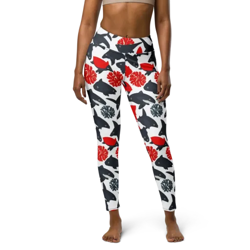 Coral Nightfall on a Yoga Leggings