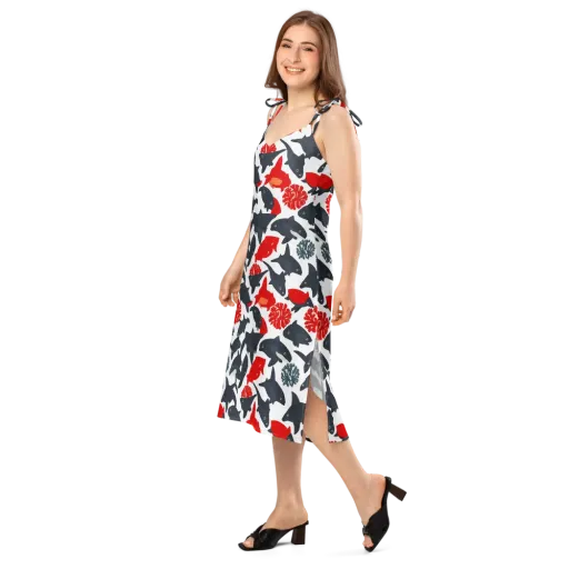 Coral Nightfall on a Slip Dress