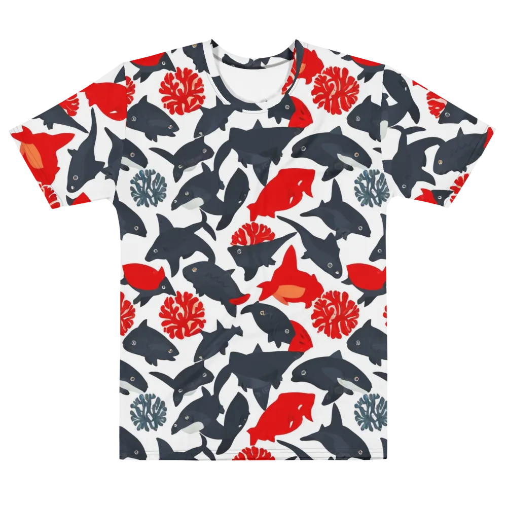 Coral Nightfall on Men's Cotton Crew Neck T-Shirt — Front
