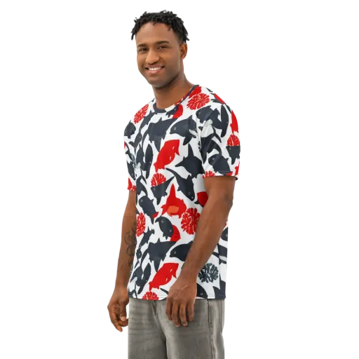 Coral Nightfall on a Men's Cotton Crew Neck T-Shirt