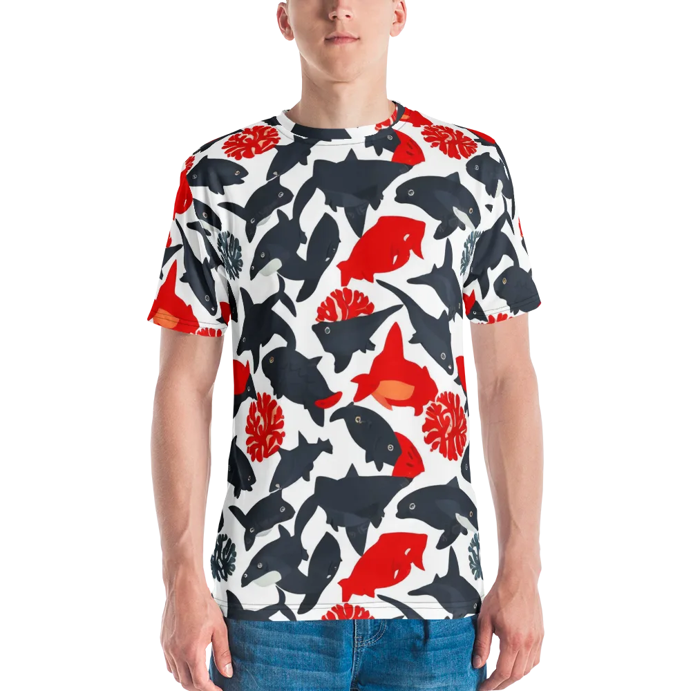 Coral Nightfall on Men's Crew Neck T-Shirt — Front