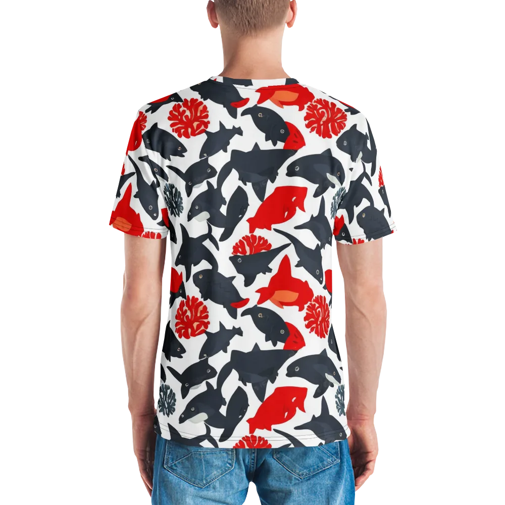 Coral Nightfall on Men's Crew Neck T-Shirt — Back