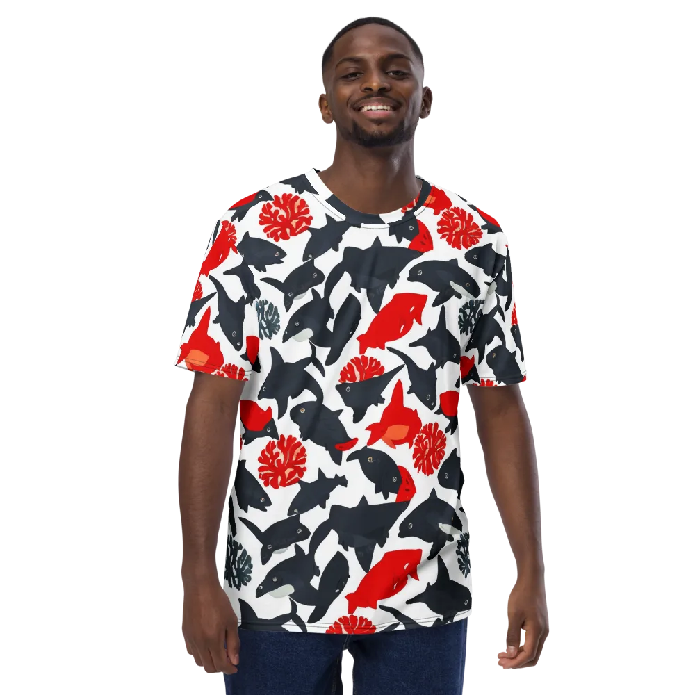 Coral Nightfall on Men's Crew Neck T-Shirt — Front