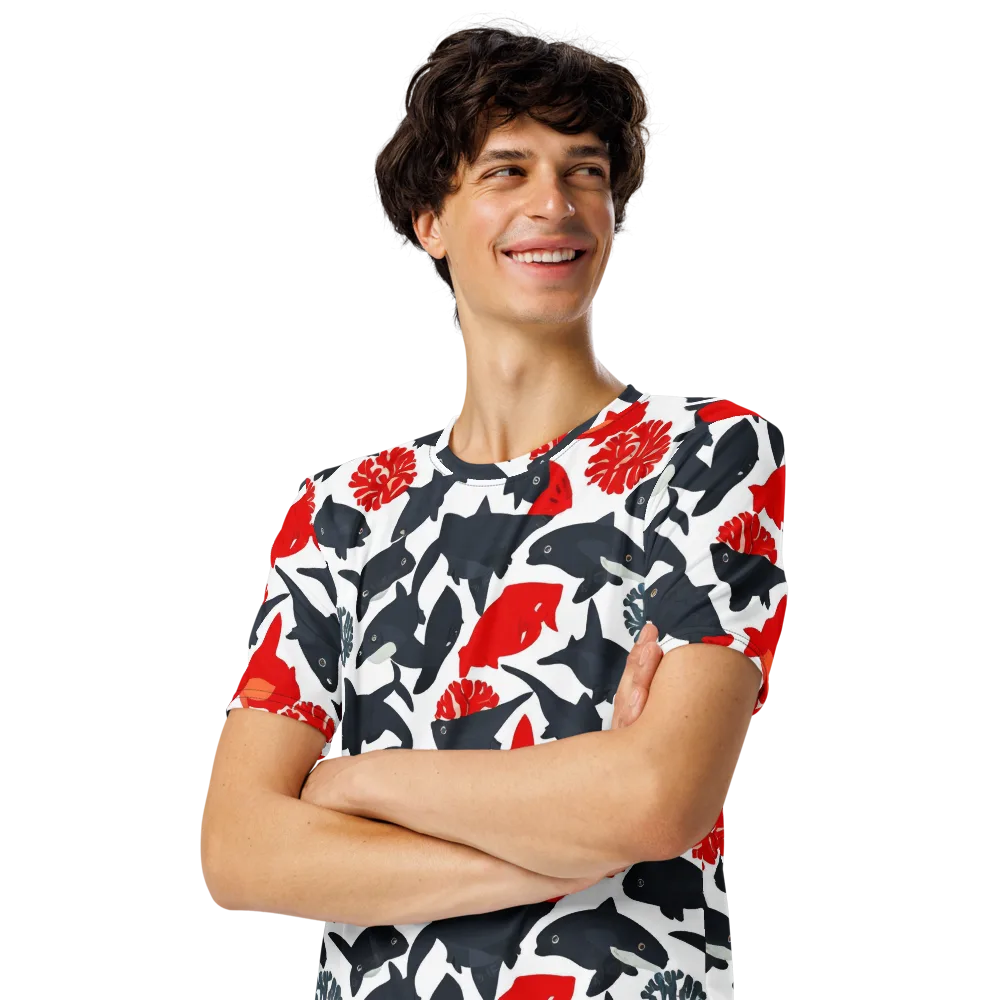 Coral Nightfall on Men's Crew Neck T-Shirt — Left Front