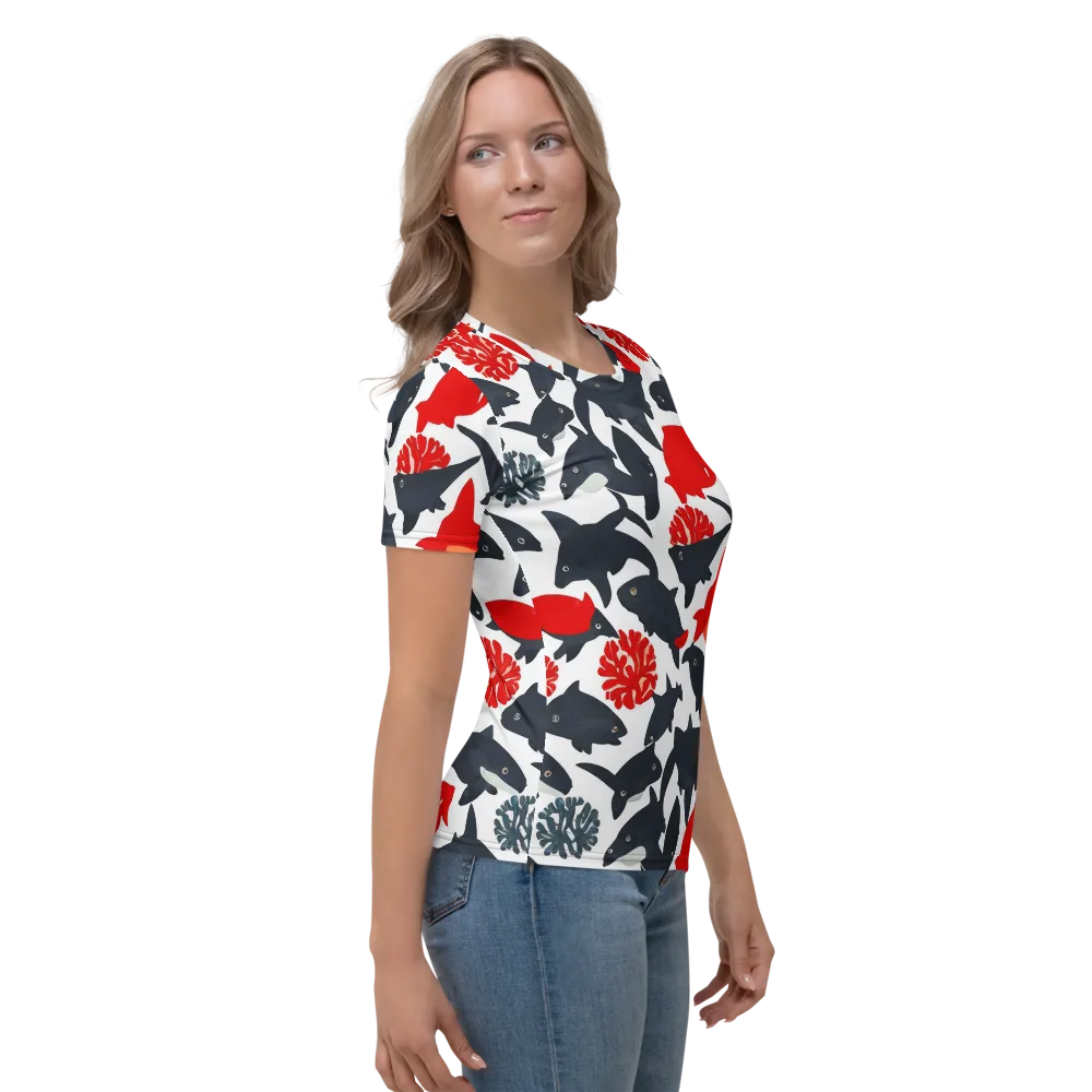 Coral Nightfall on Women's Crew Neck T-Shirt — Right