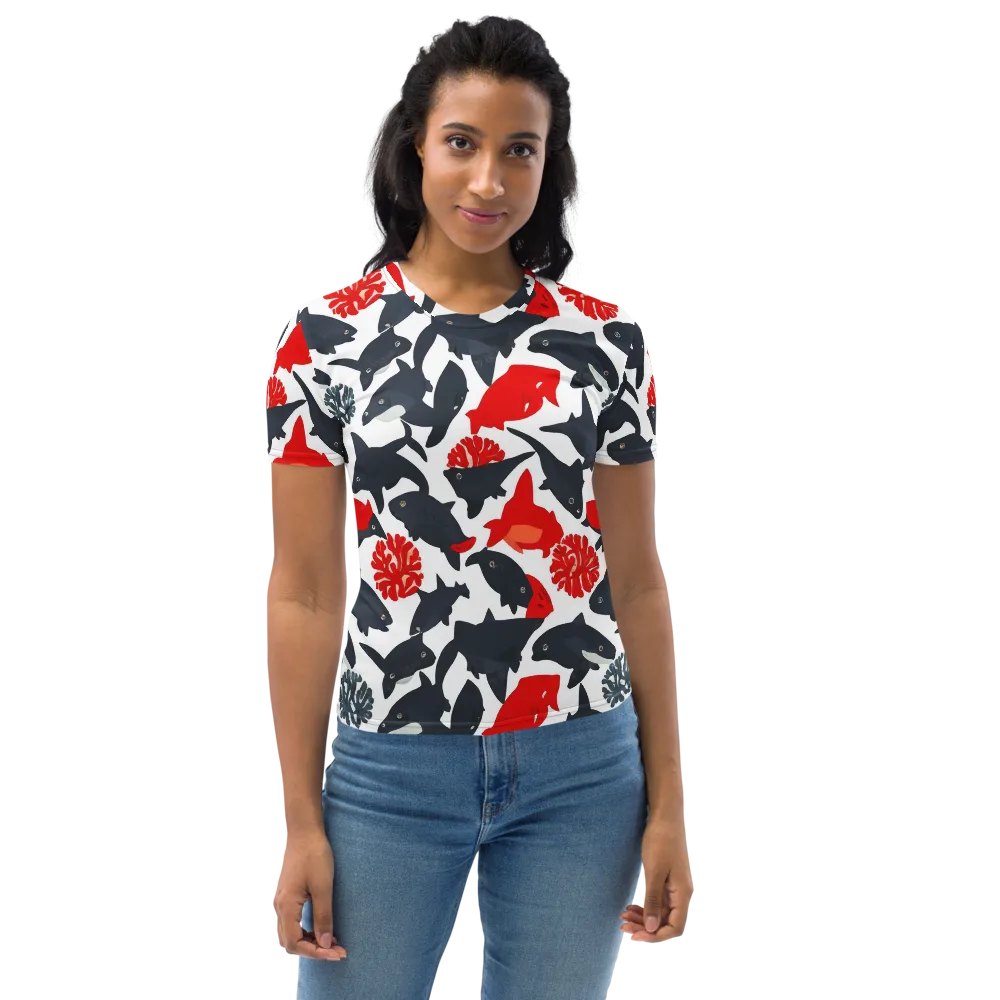 Coral Nightfall on Women's Crew Neck T-Shirt — Front