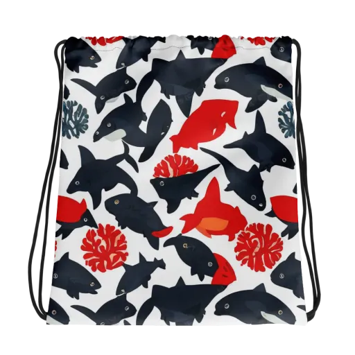 Coral Nightfall on a Drawstring Bag