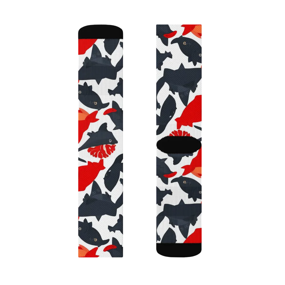 Coral Nightfall on Socks — Left Sock