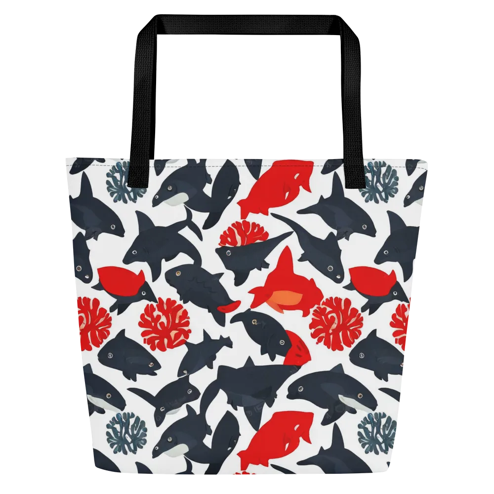Coral Nightfall on Large Tote Bag W/ Pocket — Front