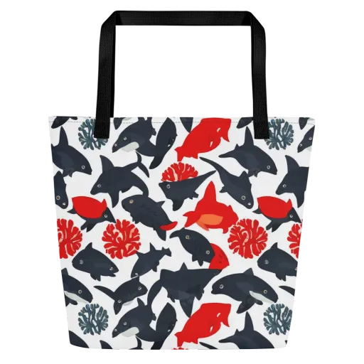 Coral Nightfall on a Large Tote Bag W/ Pocket