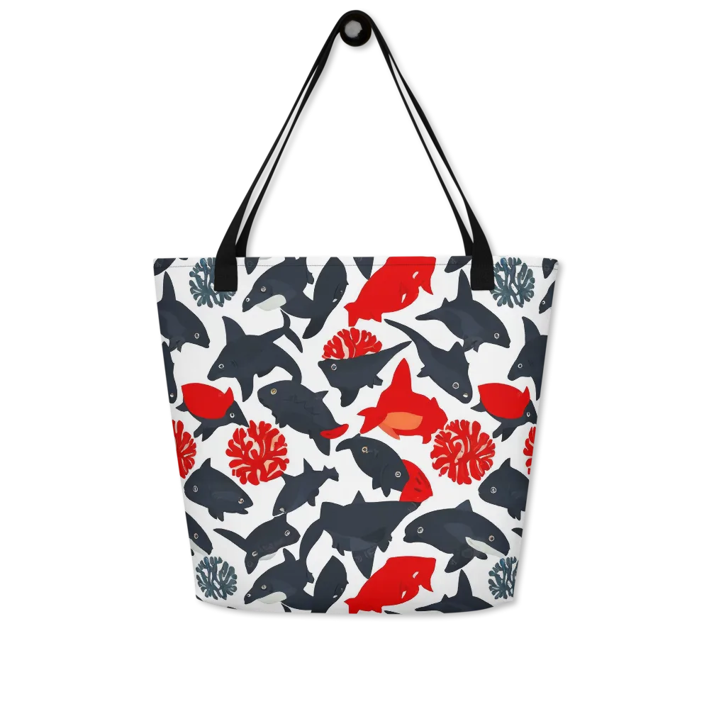 Coral Nightfall on Large Tote Bag W/ Pocket — Front