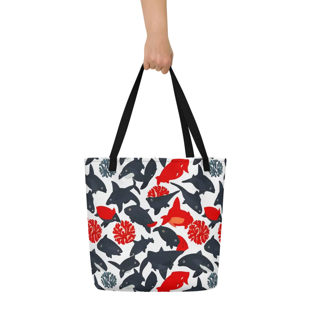 Coral Nightfall on Large Tote Bag W/ Pocket — Front