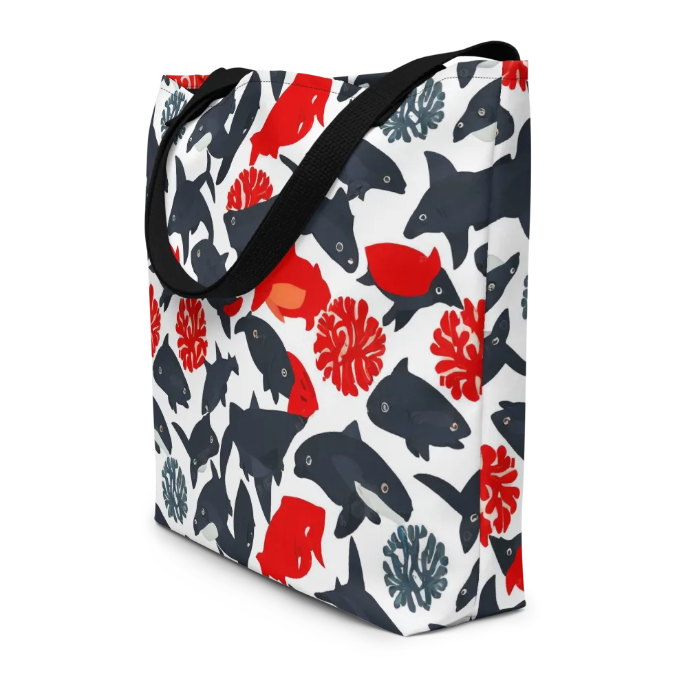 Coral Nightfall on Large Tote Bag W/ Pocket — Front