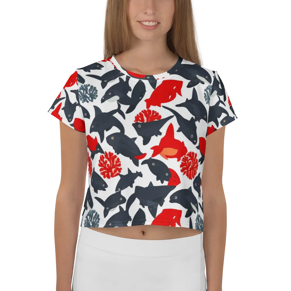 Coral Nightfall on Crop Tee — Front
