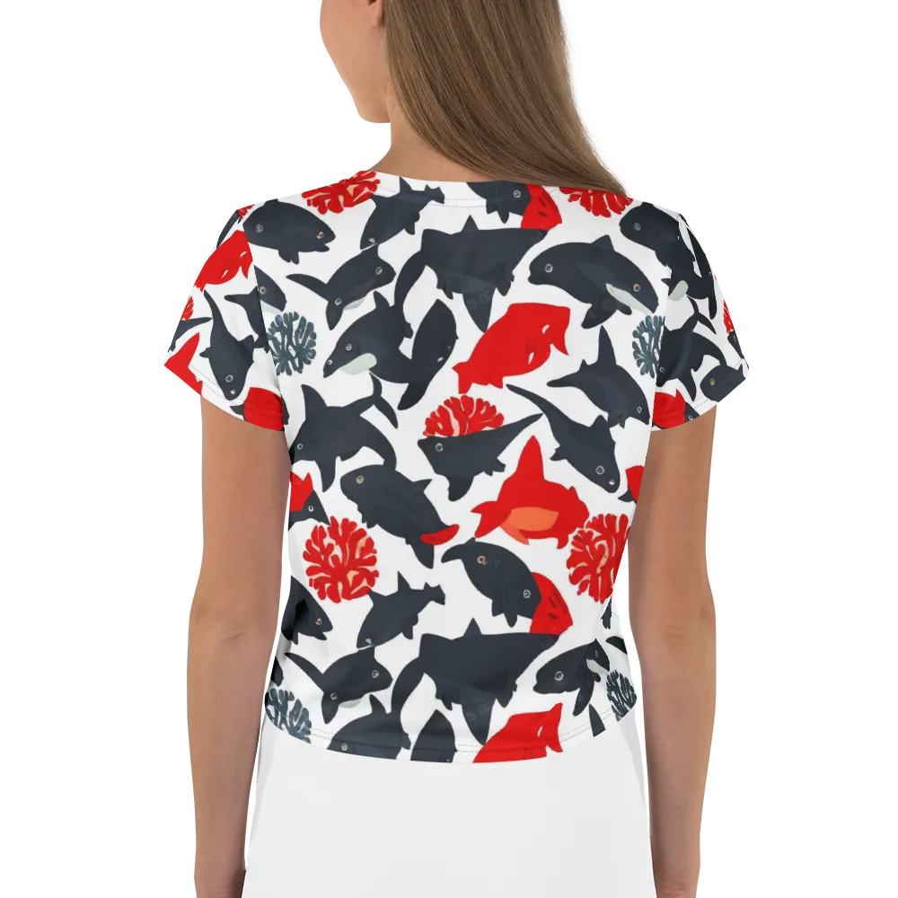Coral Nightfall on Crop Tee — Back