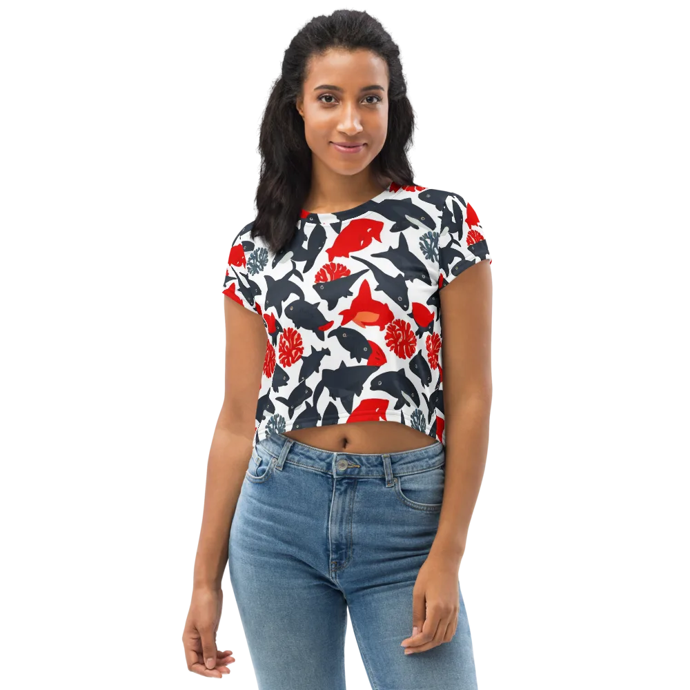 Coral Nightfall on Crop Tee — Front