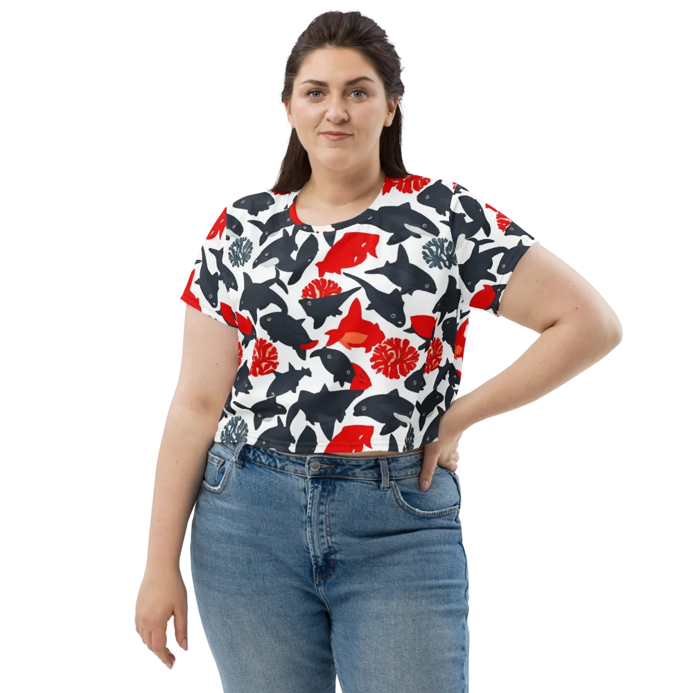Coral Nightfall on Crop Tee — Front