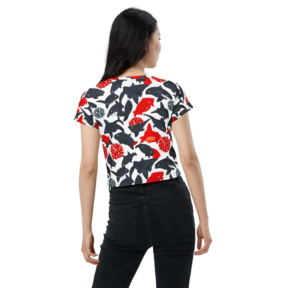 Coral Nightfall on Crop Tee — Back