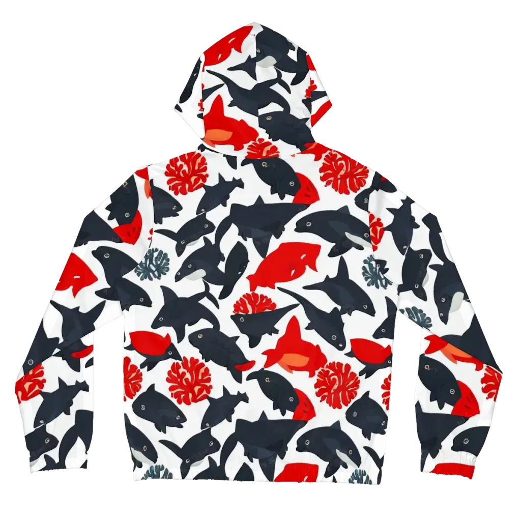 Coral Nightfall on Women's Full-Zip Hoodie — Back