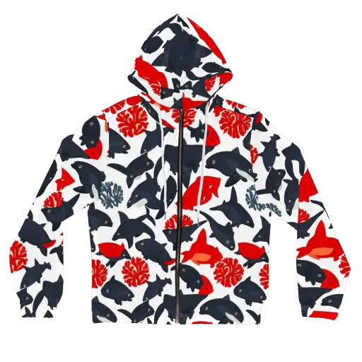 Coral Nightfall on a Women's Full-Zip Hoodie