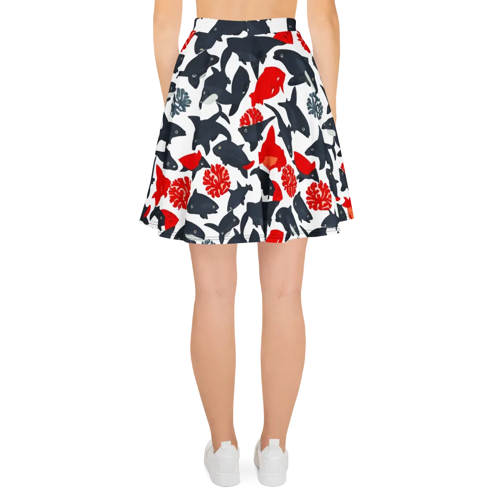 Coral Nightfall on Skater Skirt — Back