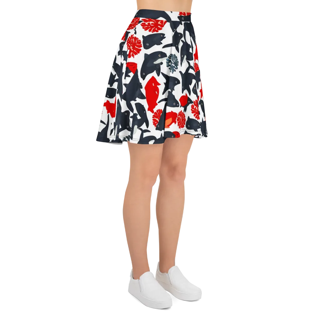 Coral Nightfall on Skater Skirt — Right