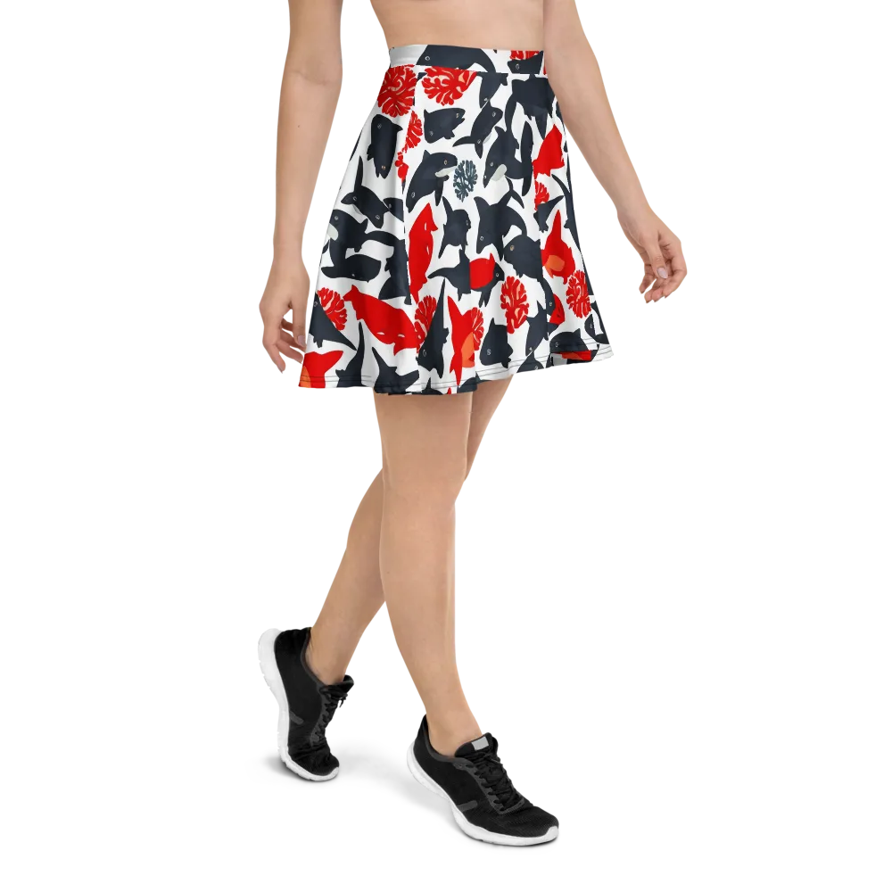 Coral Nightfall on Skater Skirt — Right