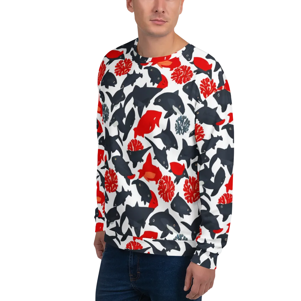 Coral Nightfall on Sweatshirt — Left Front