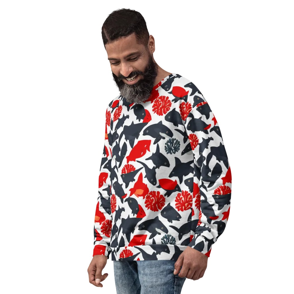 Coral Nightfall on Sweatshirt — Left Front