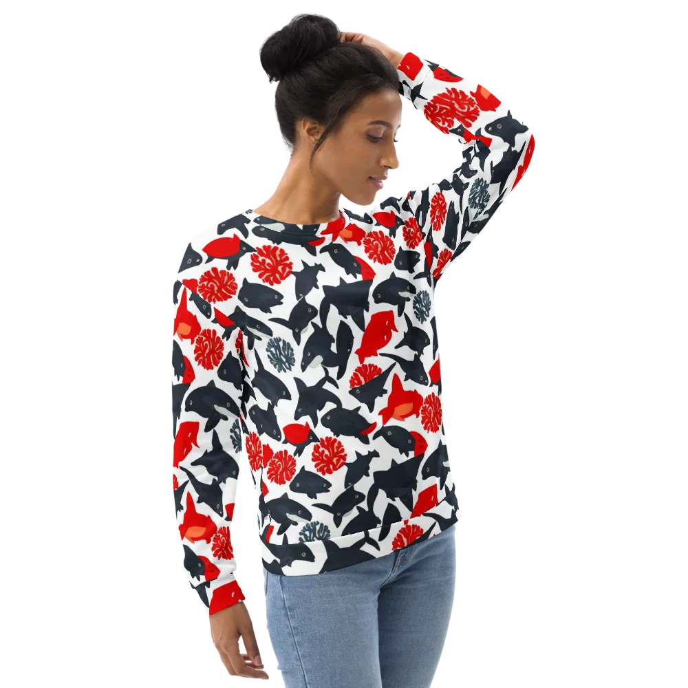 Coral Nightfall on Sweatshirt — Right Front