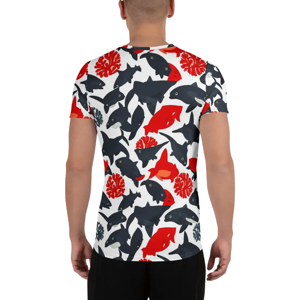 Coral Nightfall on Men's Athletic T-Shirt — Back