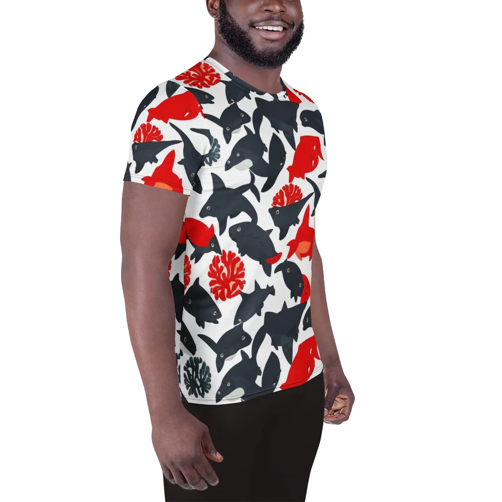 Coral Nightfall on Men's Athletic T-Shirt — Right